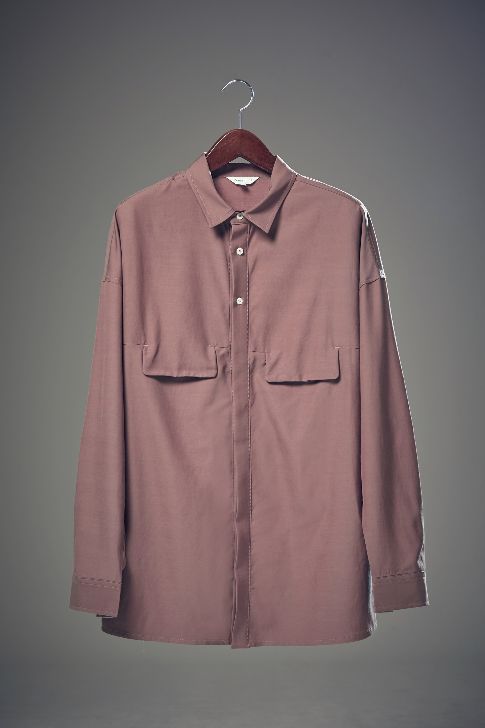 Overfit Hidden Flap Pocket Shirt Dark Pink