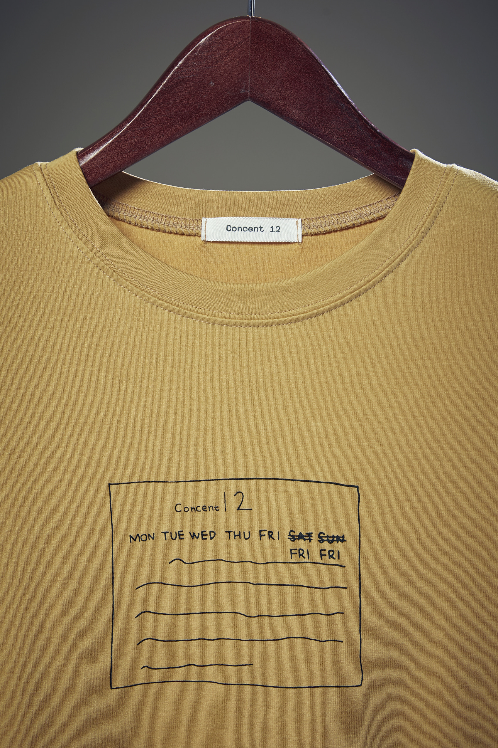Overfit Calendar Half T shirt Mustard