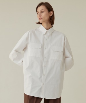 double flap pockets shirt white